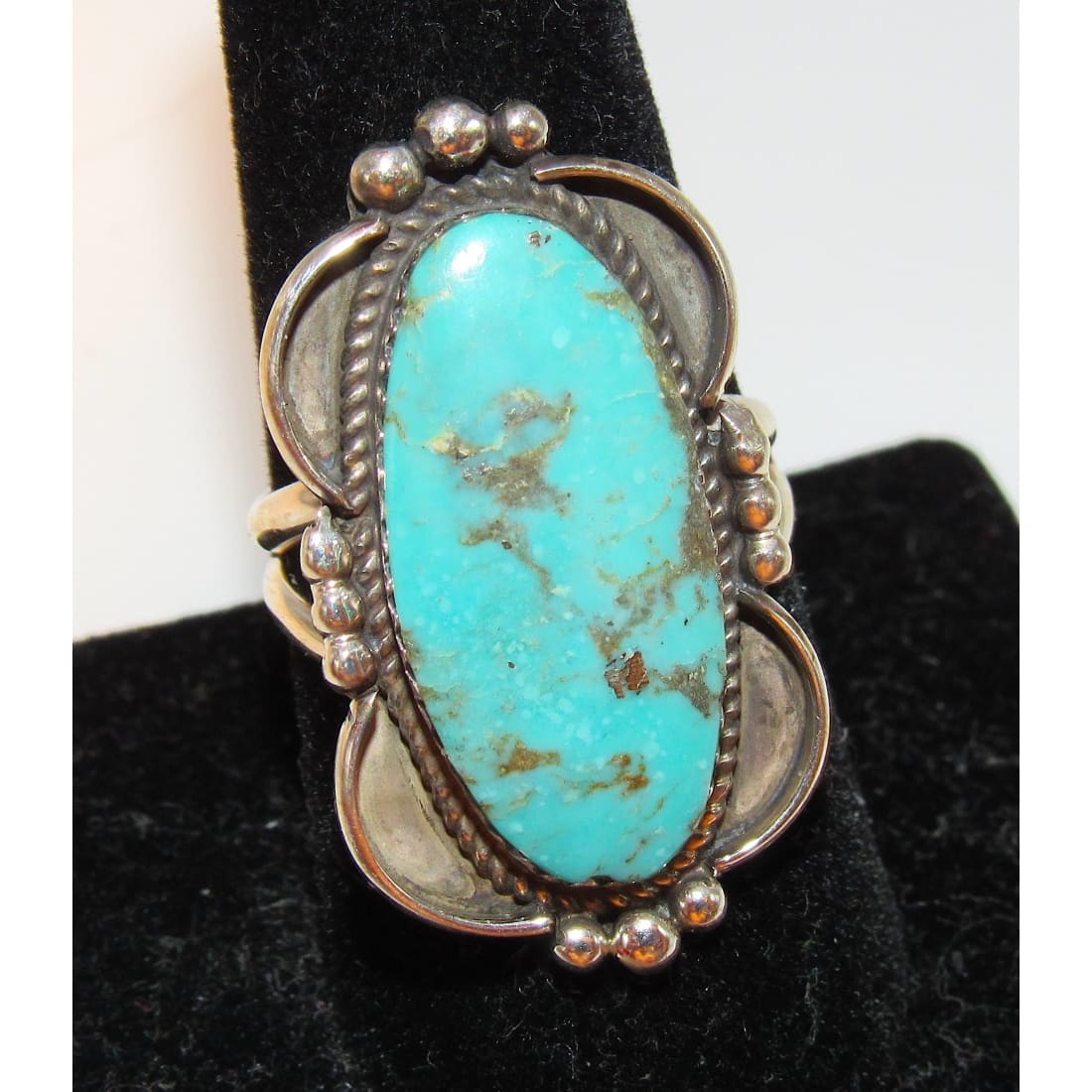 Navajo Royston Turquoise Statement Ring Sz 9 Sterling