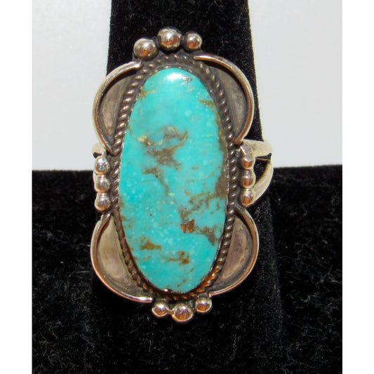 Navajo Royston Turquoise Statement Ring Sz 9 Sterling