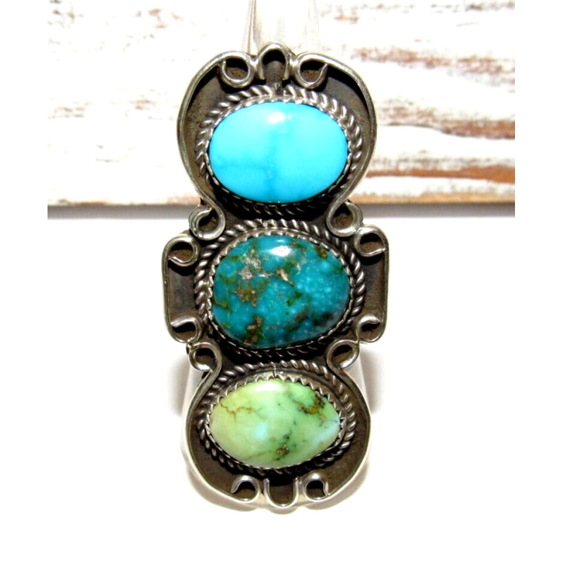 Navajo Royston Turquoise Statement Ring Sz 9 Sterling Silver