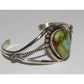 Native American Navajo Royston turquoise cuff bracelet with green stone and silver twisted detailed band