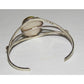 Native American Navajo Royston turquoise cuff bracelet showing silver band and underside design