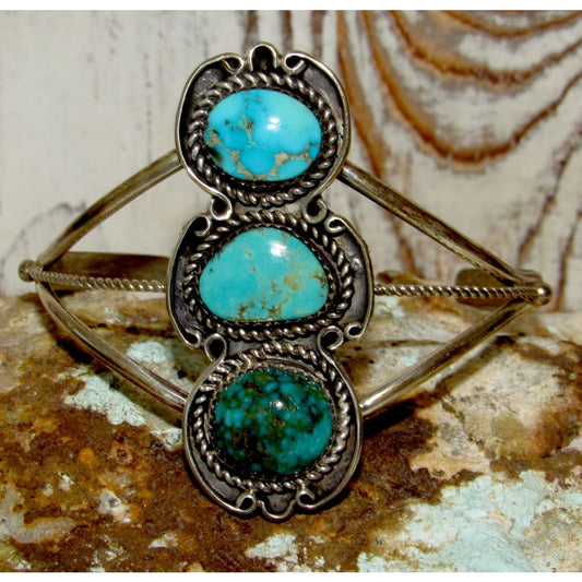 Navajo Royston Turquoise Sterling Cuff Bracelet Signed