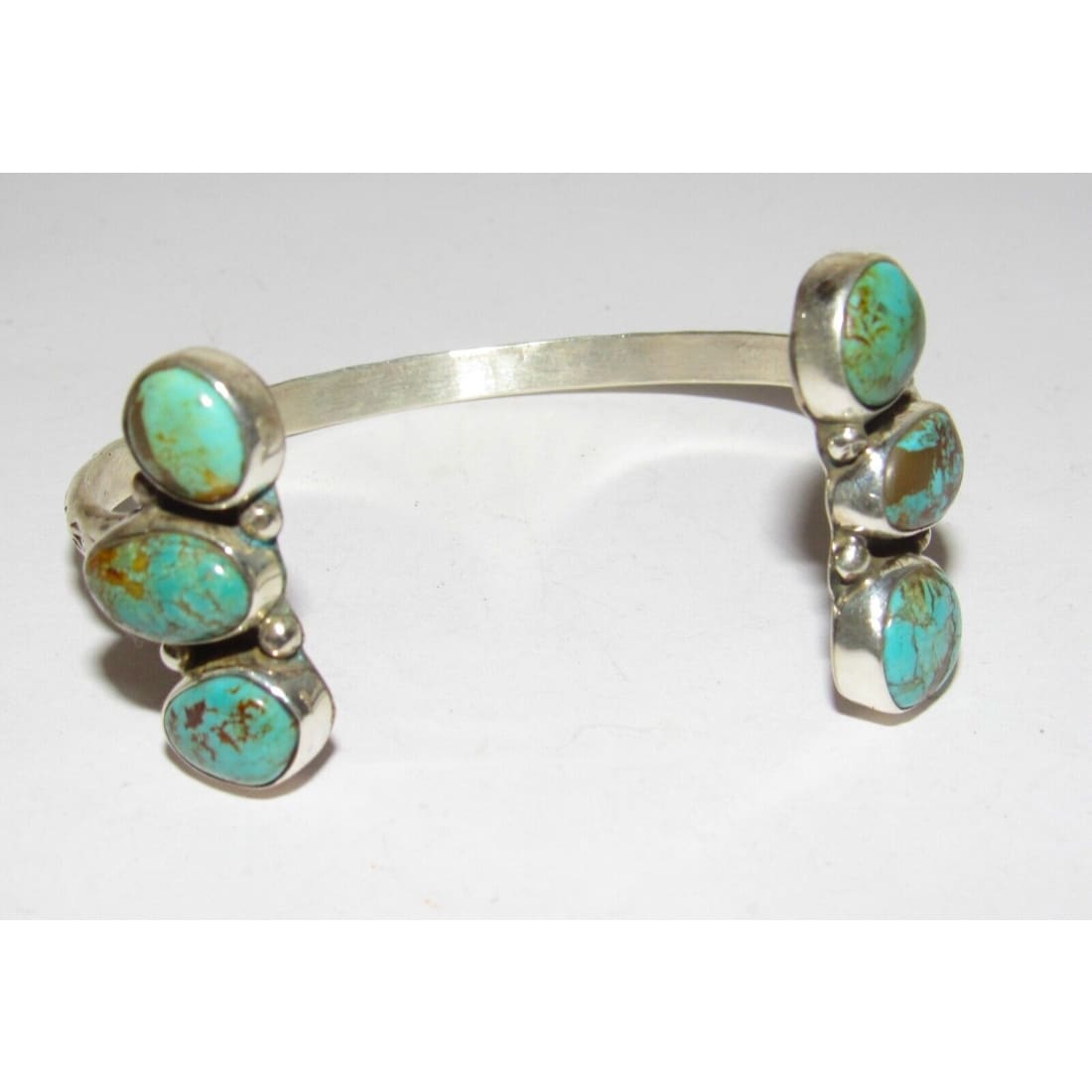 Navajo Royston Turquoise Sterling Open Stacker Cuff Bracelet
