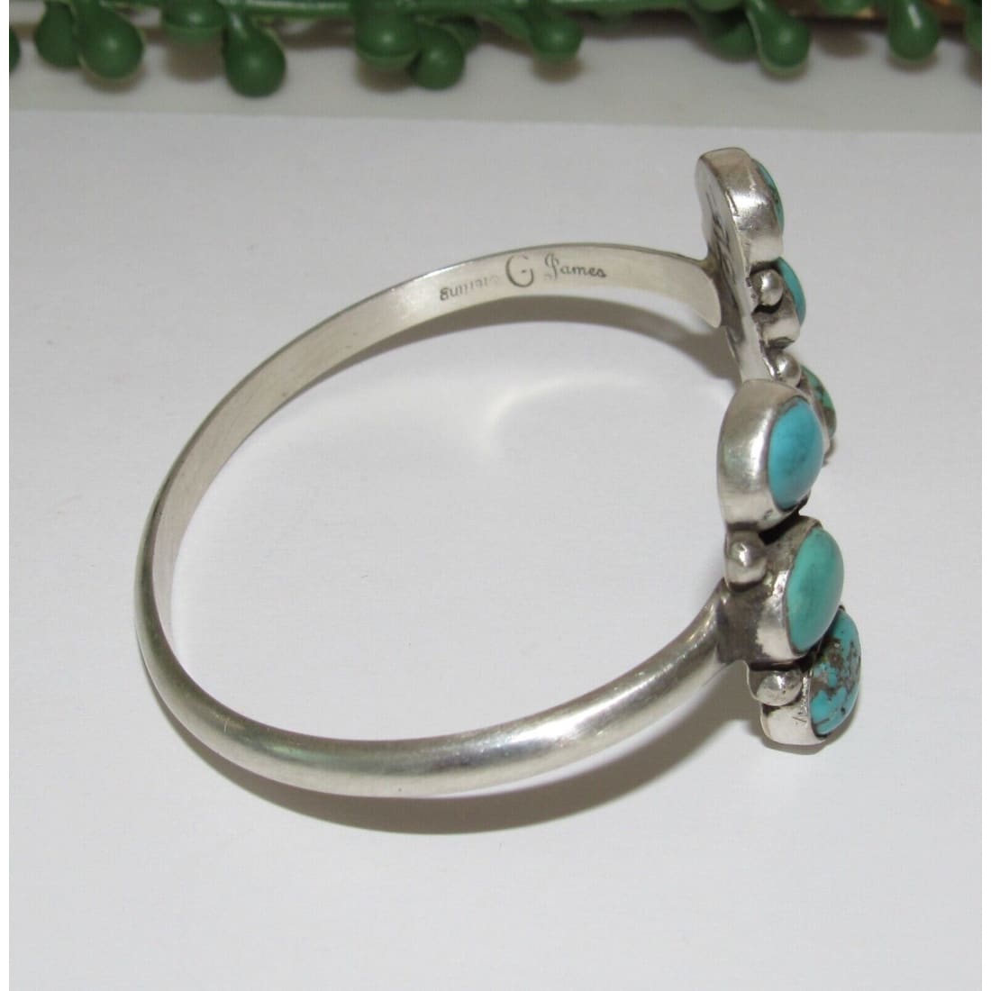 Navajo Royston Turquoise Sterling Open Stacker Cuff Bracelet