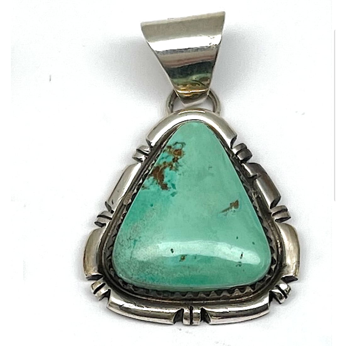 Navajo Royston Turquoise Sterling Silver Pendant R. Billie