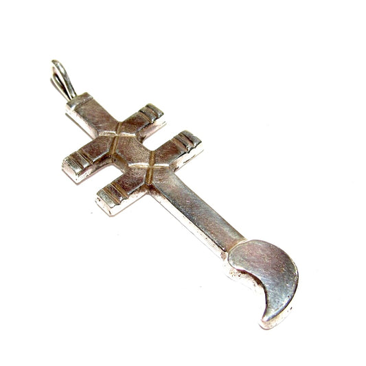 Navajo Sand Cast Dragonfly Cross Pendant Sterling Silver -
