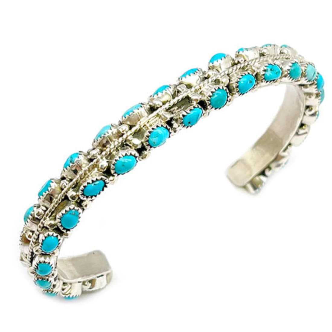 Navajo Sleeping Beauty Turquoise Carinated Cuff Bracelet