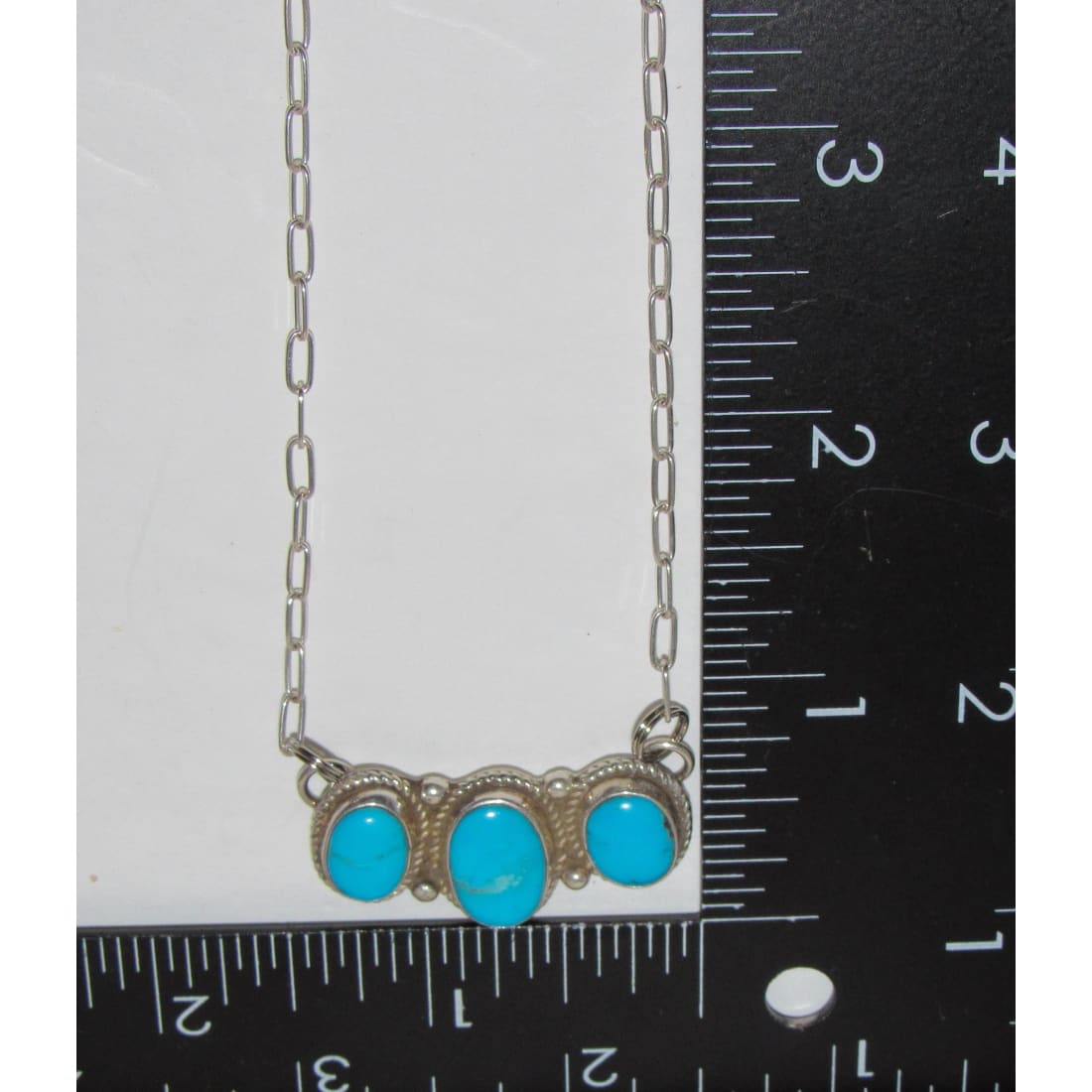 Navajo Sleeping Beauty Turquoise Cluster Bar Necklace