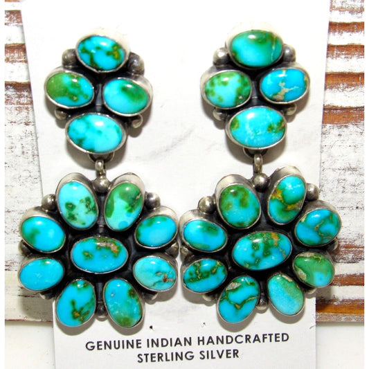 Navajo Sonoran Gold Turquoise Cluster Dangle Statement