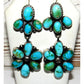 Sonoran gold turquoise dangle earrings featuring multiple oval turquoise stones set in silver