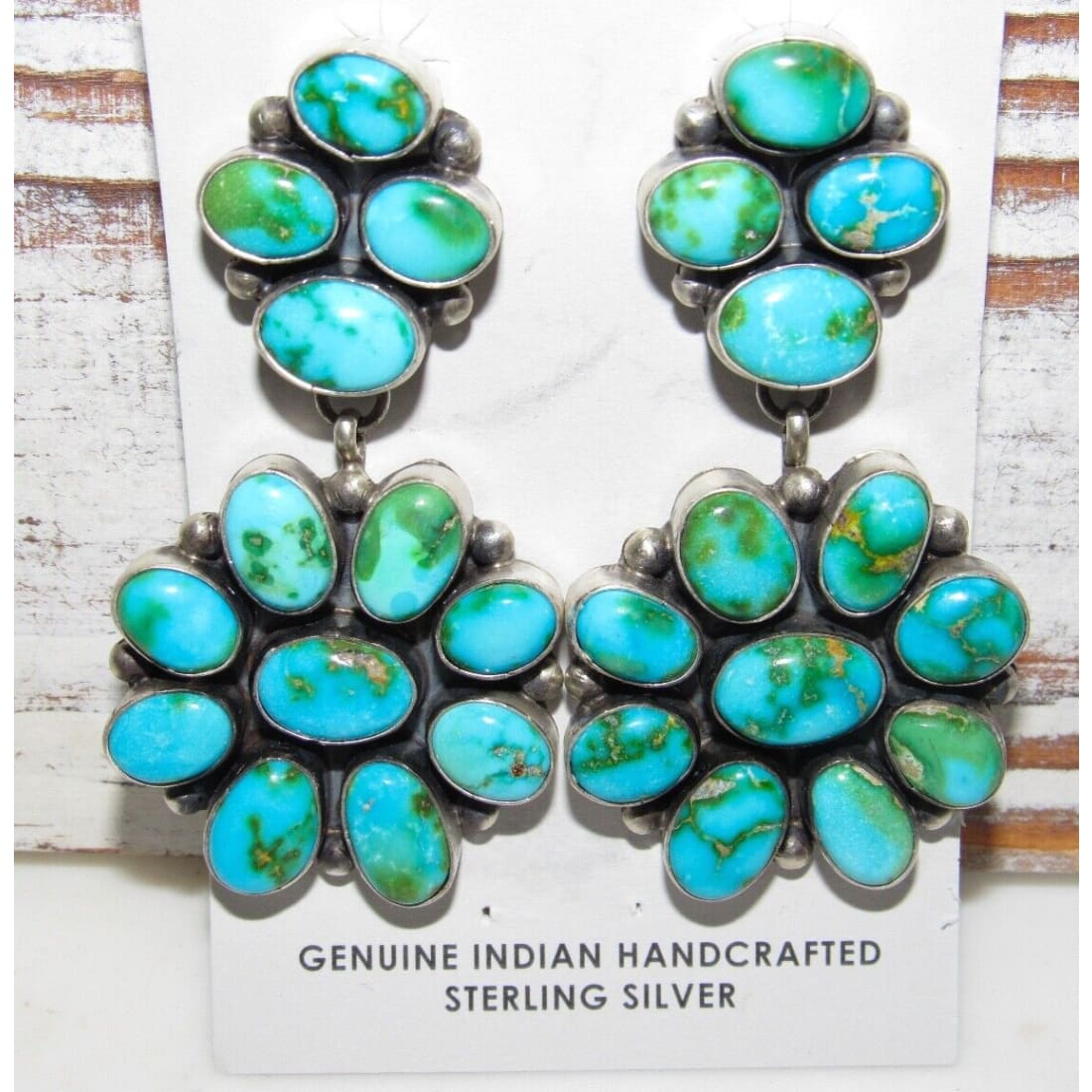 Navajo Sonoran Gold Turquoise Cluster Dangle Statement