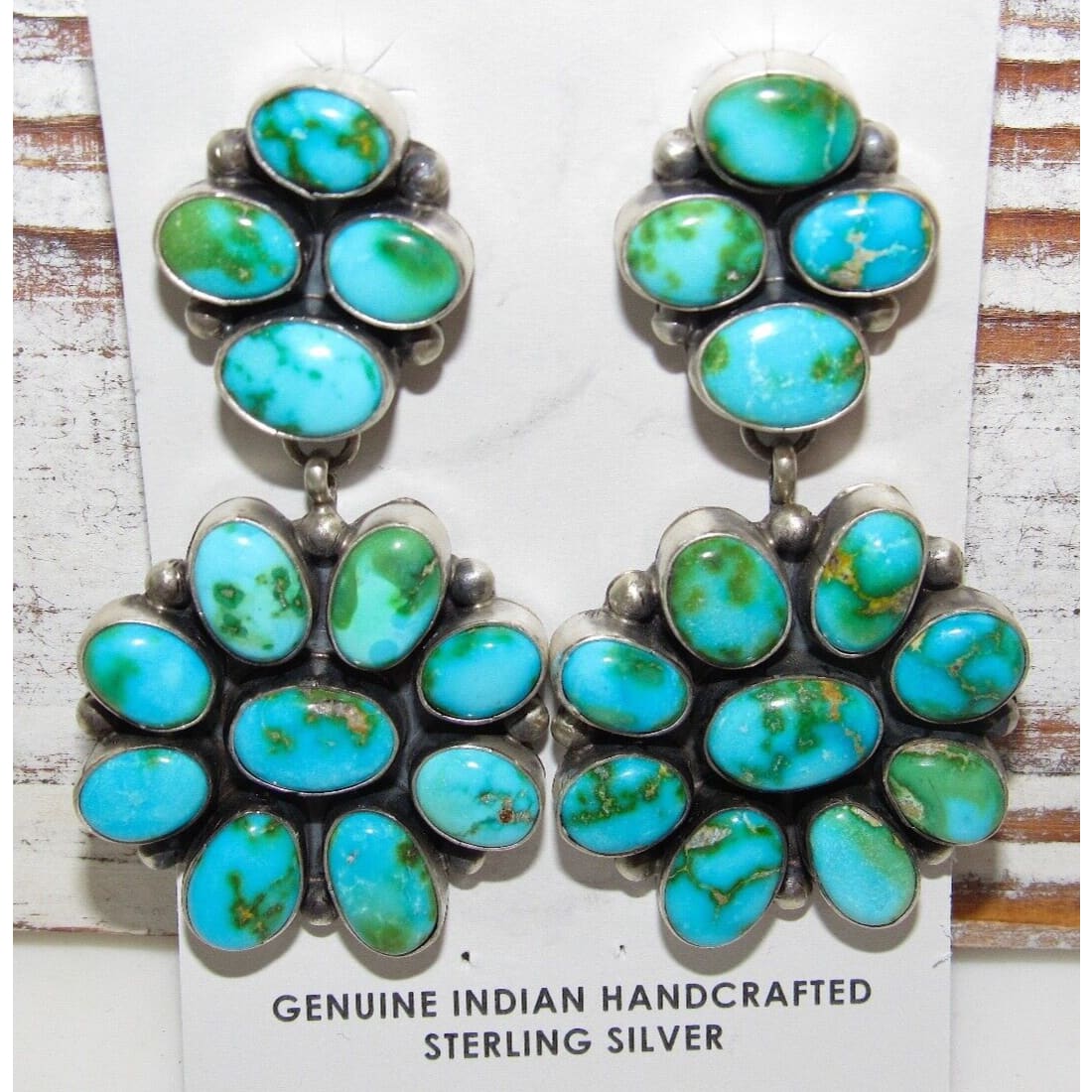 Navajo Sonoran Gold Turquoise Cluster Dangle Statement