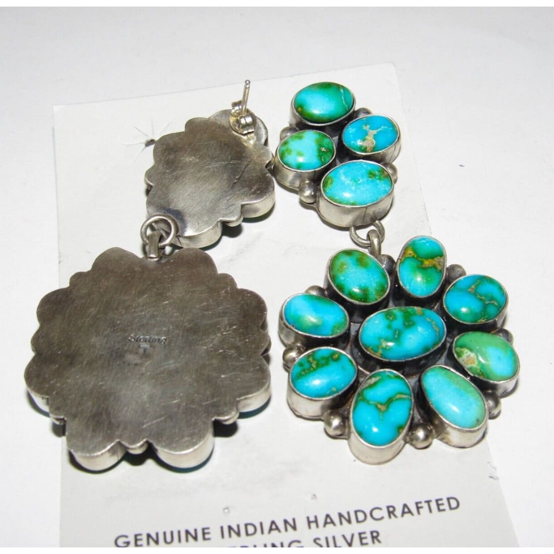 Navajo Sonoran Gold Turquoise Cluster Dangle Statement