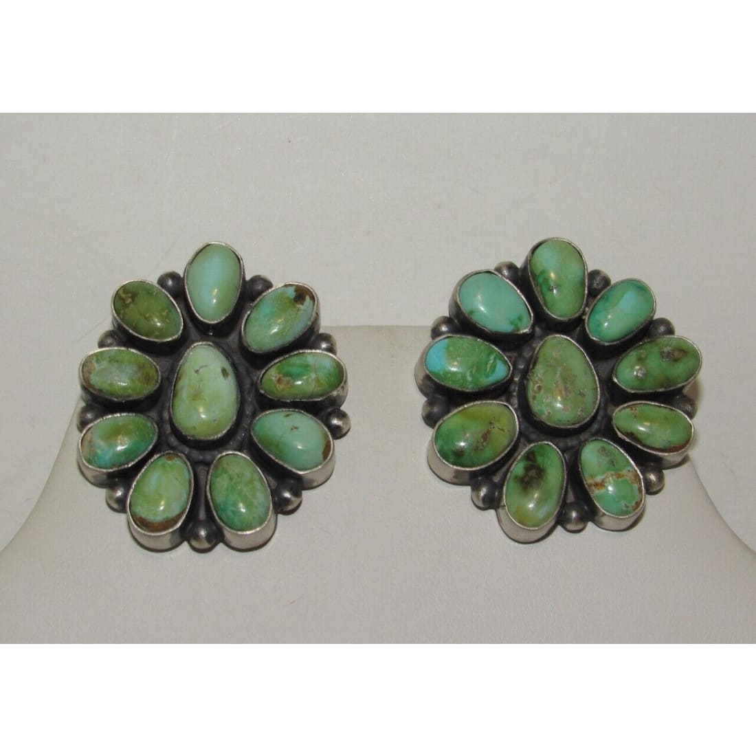 Navajo Sonoran Gold Turquoise Cluster Post Earrings Sterling