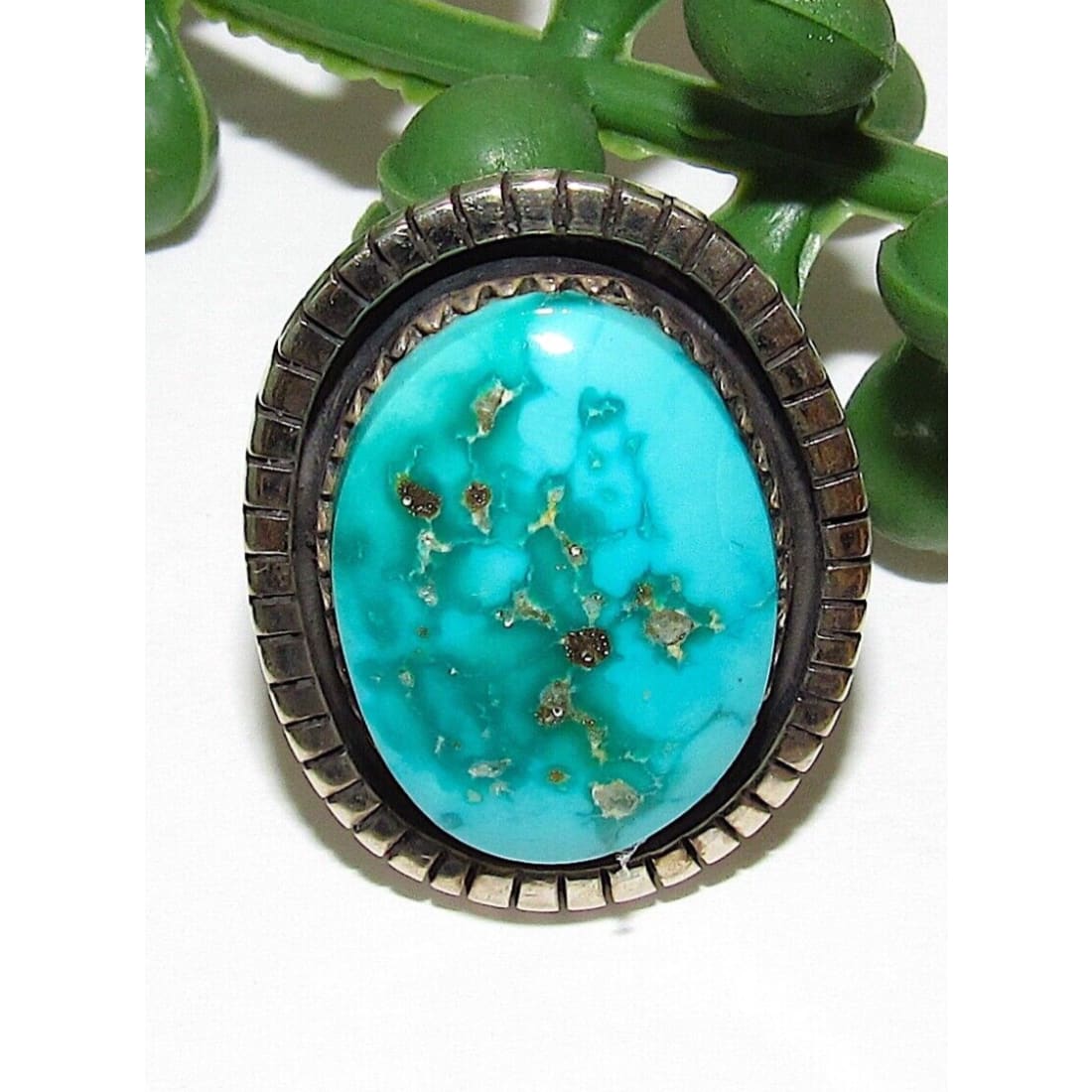 Navajo Sonoran Gold Turquoise Ring Sz 6 Sterling Silver
