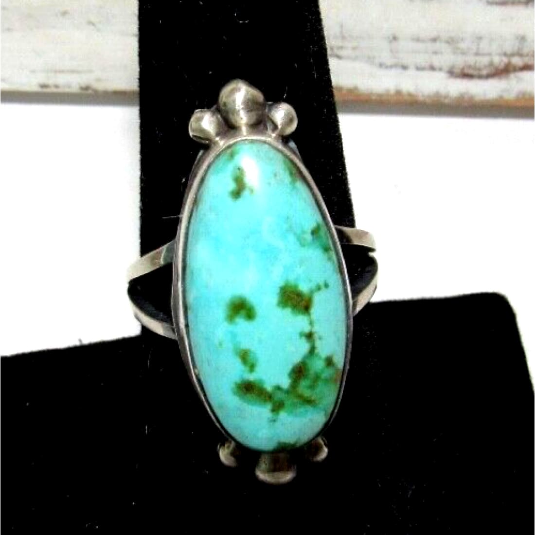Navajo Sonoran Gold Turquoise Ring Sz 7.5 Sterling Silver