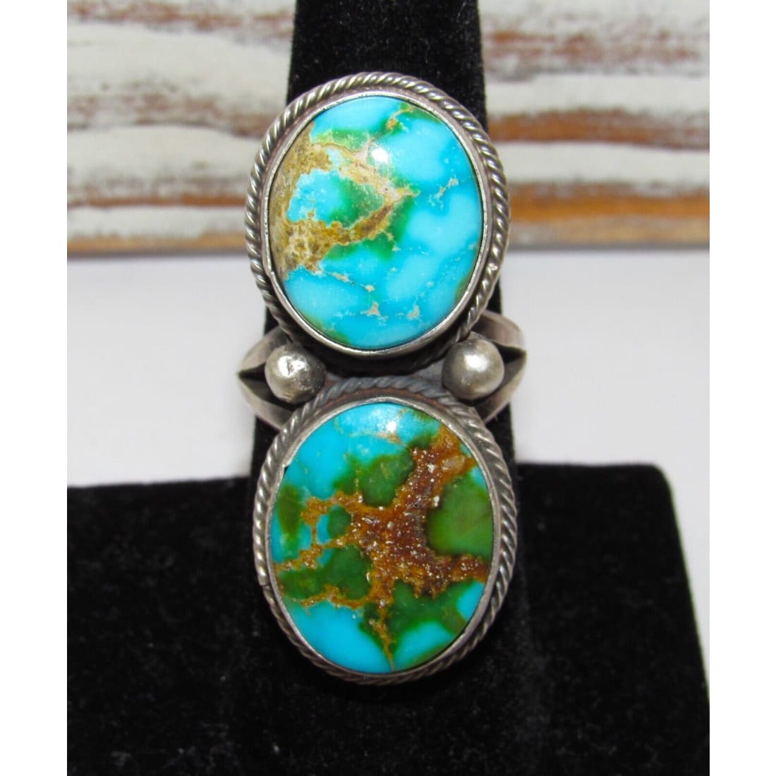Navajo Sonoran Gold Turquoise Ring Sz 7 Sterling Silver
