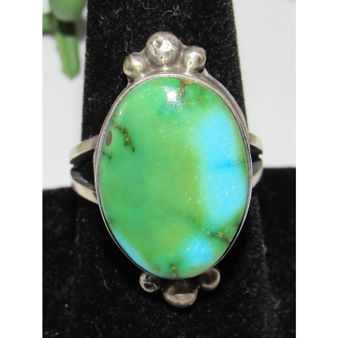 Navajo Sonoran Gold Turquoise Ring Sz 8.5 Sterling Silver