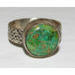 Navajo Sonoran Gold Turquoise Ring Sz 9 Sterling Silver Eli