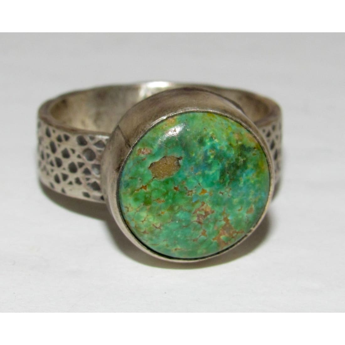 Navajo Sonoran Gold Turquoise Ring Sz 9 Sterling Silver Eli