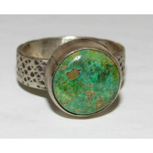 Navajo Sonoran Gold Turquoise Ring Sz 9 Sterling Silver Eli