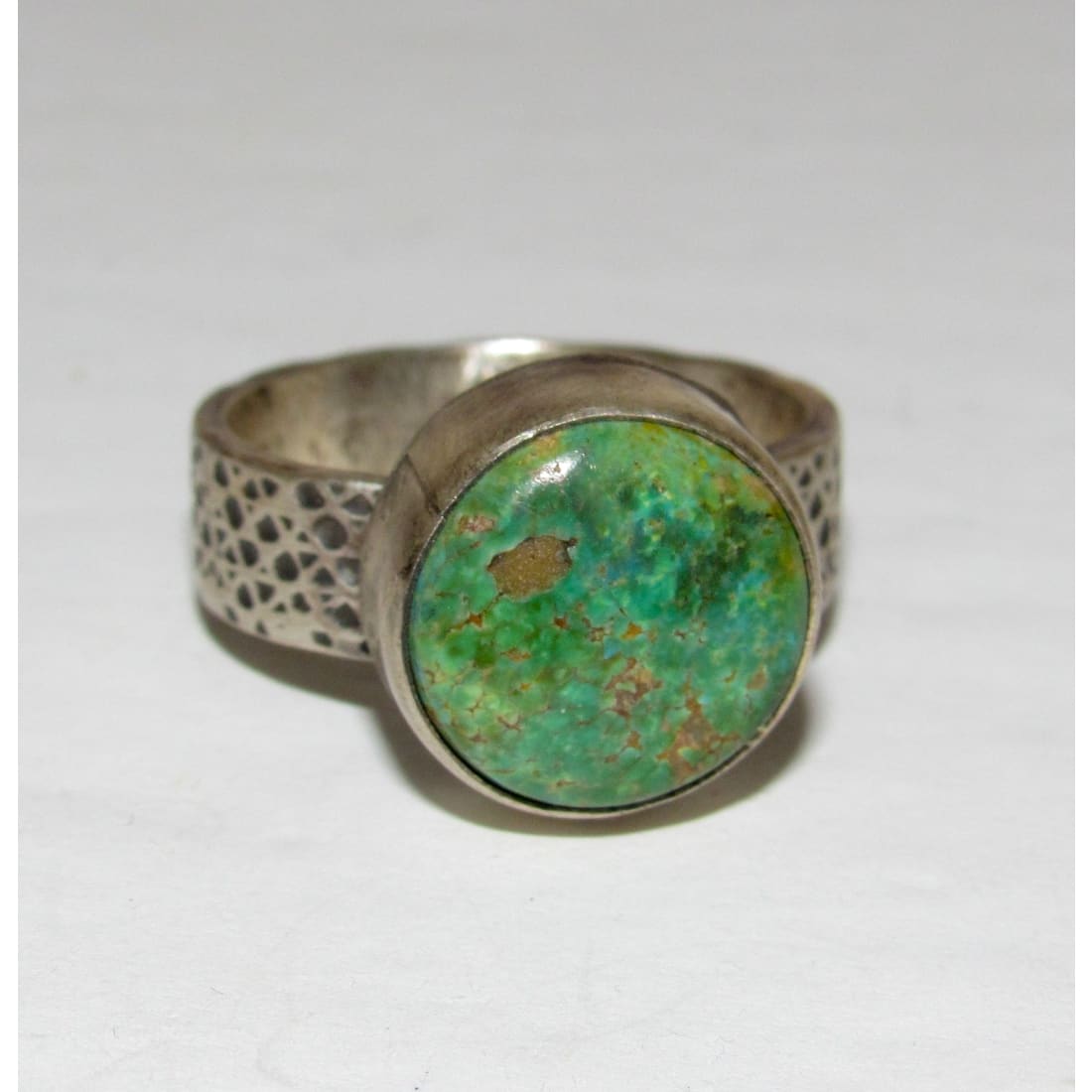 Navajo Sonoran Gold Turquoise Ring Sz 9 Sterling Silver Eli