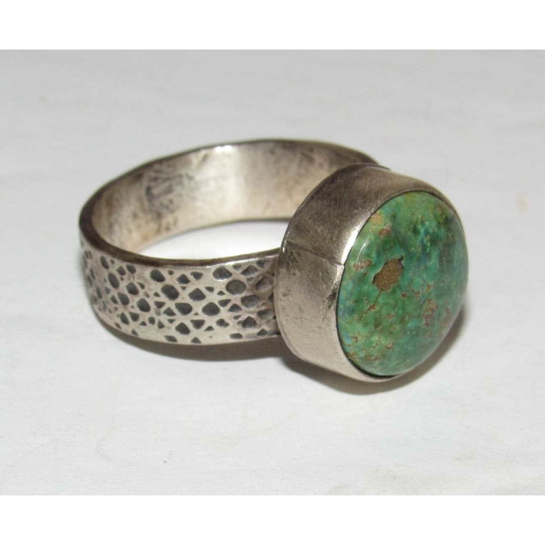 Navajo Sonoran Gold Turquoise Ring Sz 9 Sterling Silver Eli