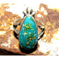 Navajo Sonoran Gold Turquoise Ring Sz 9 Sterling Silver Eli