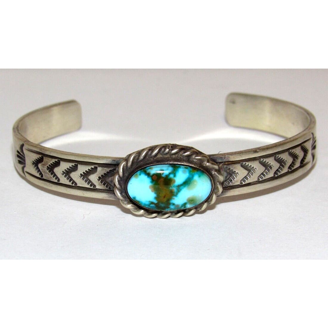 Navajo Sonoran Gold Turquoise Stacker Cuff Sterling Hand