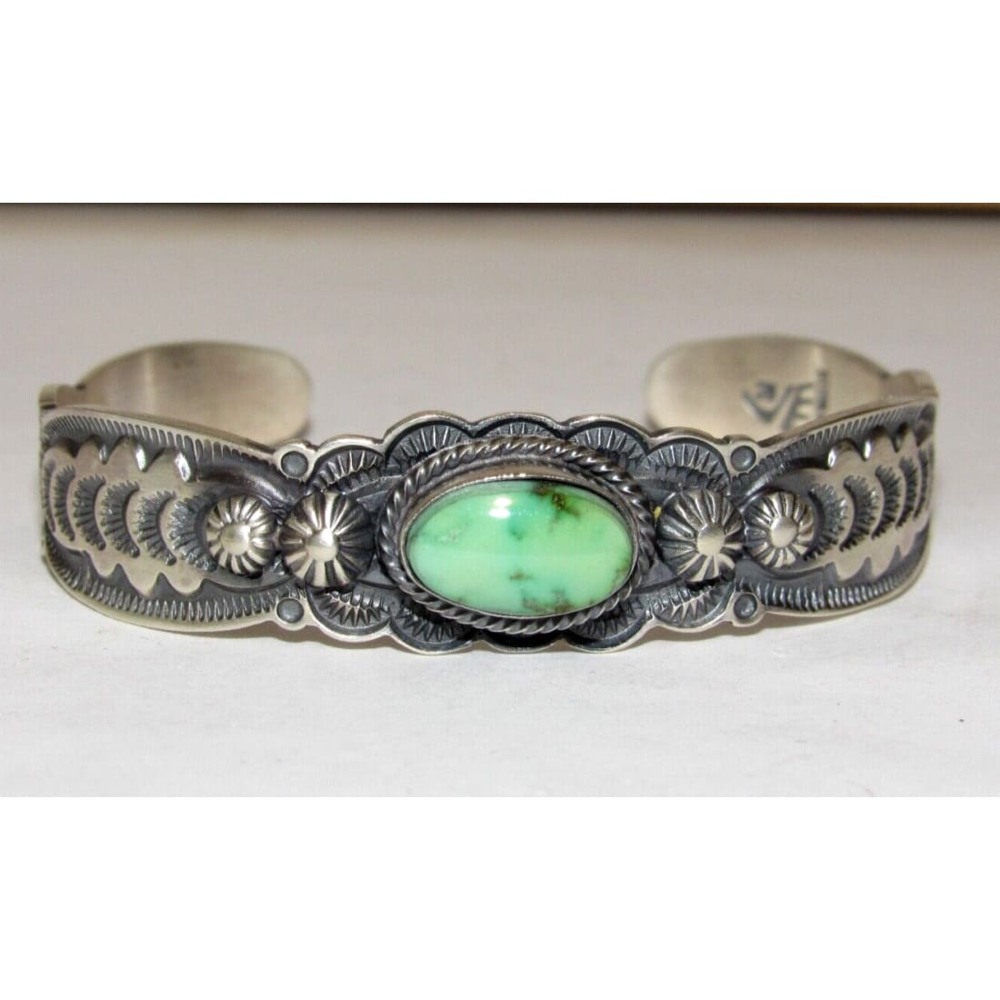 Navajo Sonoran Gold Turquoise Sterling Stacker Cuff Bracelet