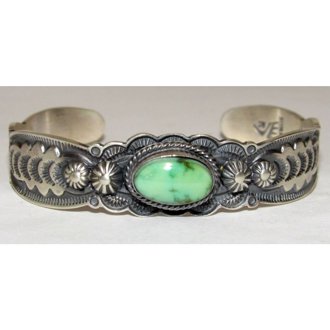 Navajo Sonoran Gold Turquoise Sterling Stacker Cuff Bracelet