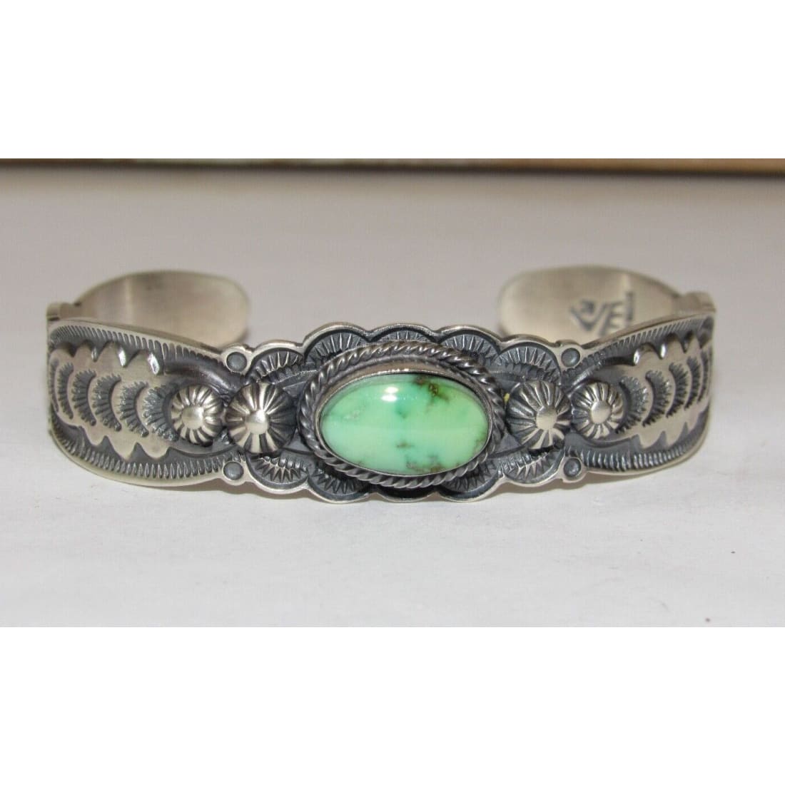 Navajo Sonoran Gold Turquoise Sterling Stacker Cuff Bracelet