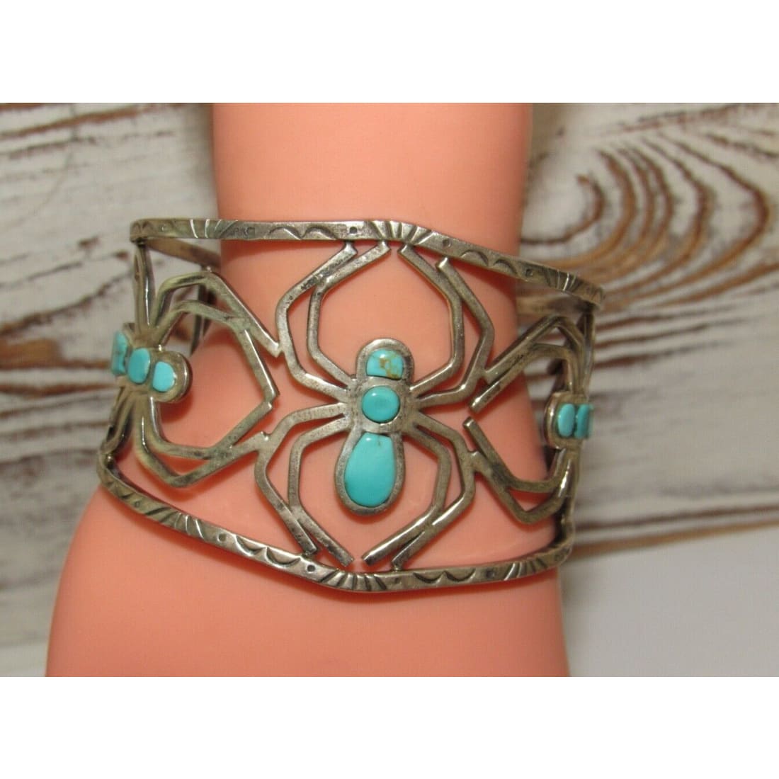 Navajo Spider Cuff Bracelet Kingman Turquoise Sterling