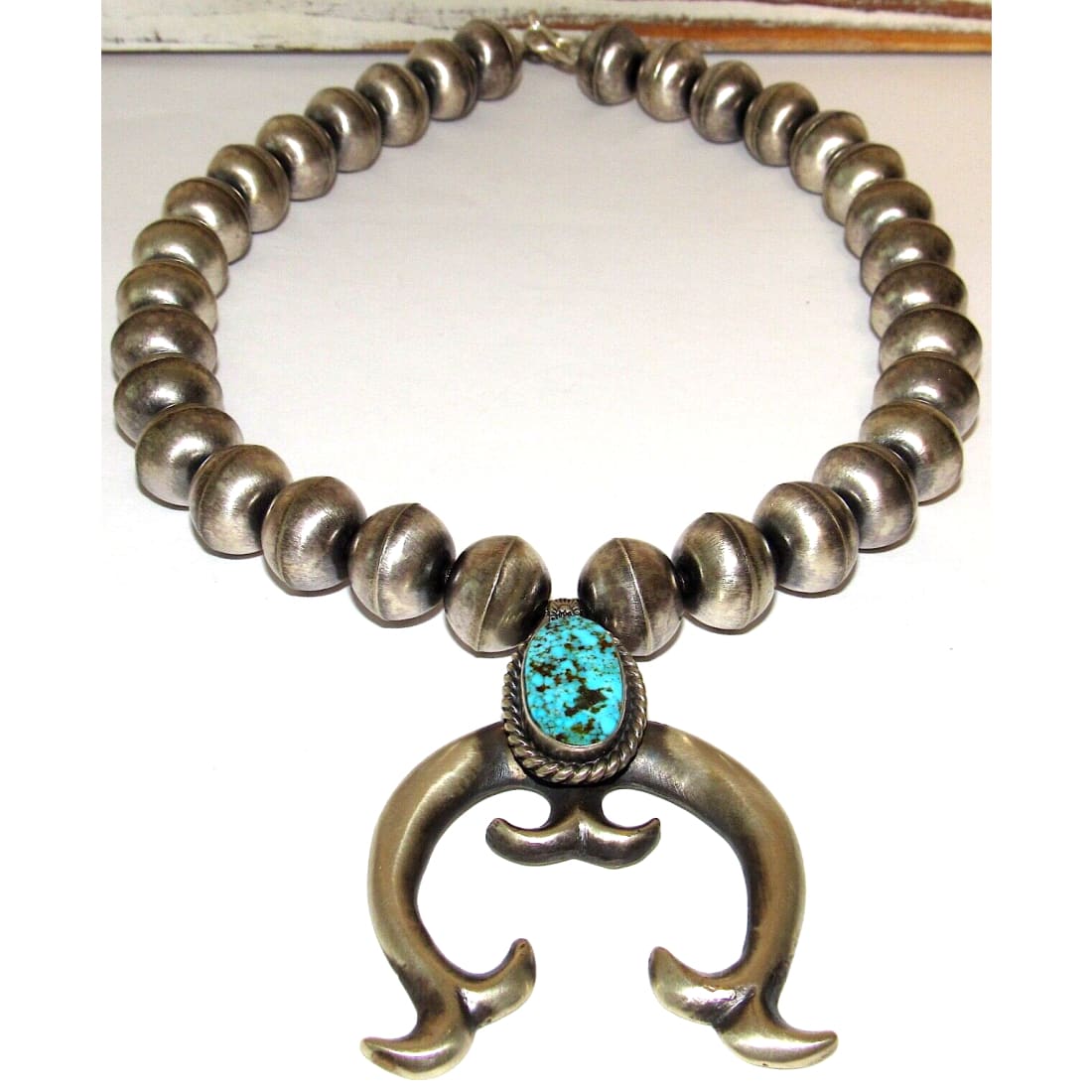Navajo Squash Blossom Necklace E Hale Number 8 Turquoise
