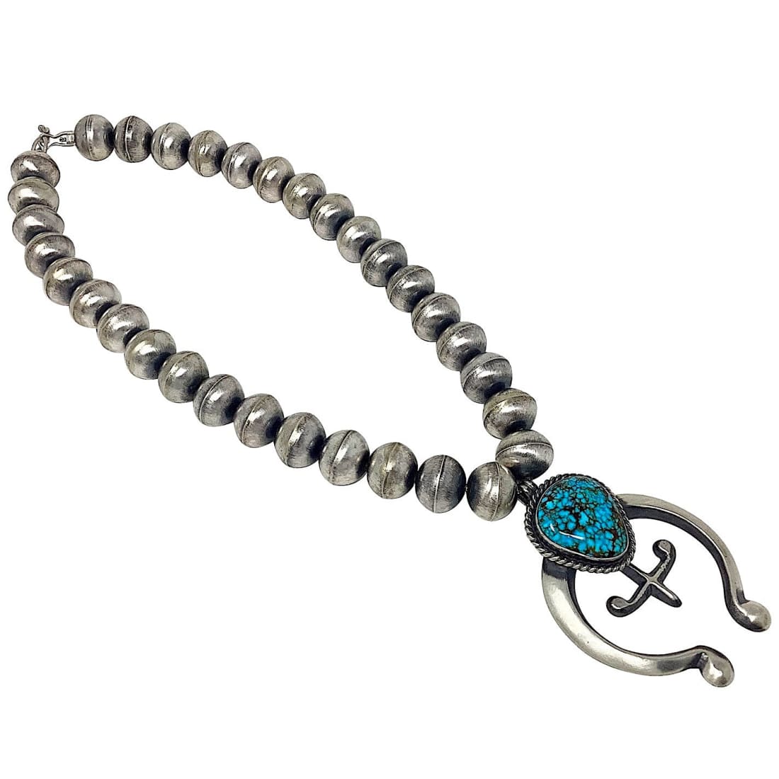 Navajo Squash Blossom Necklace E Hale Number 8 Turquoise
