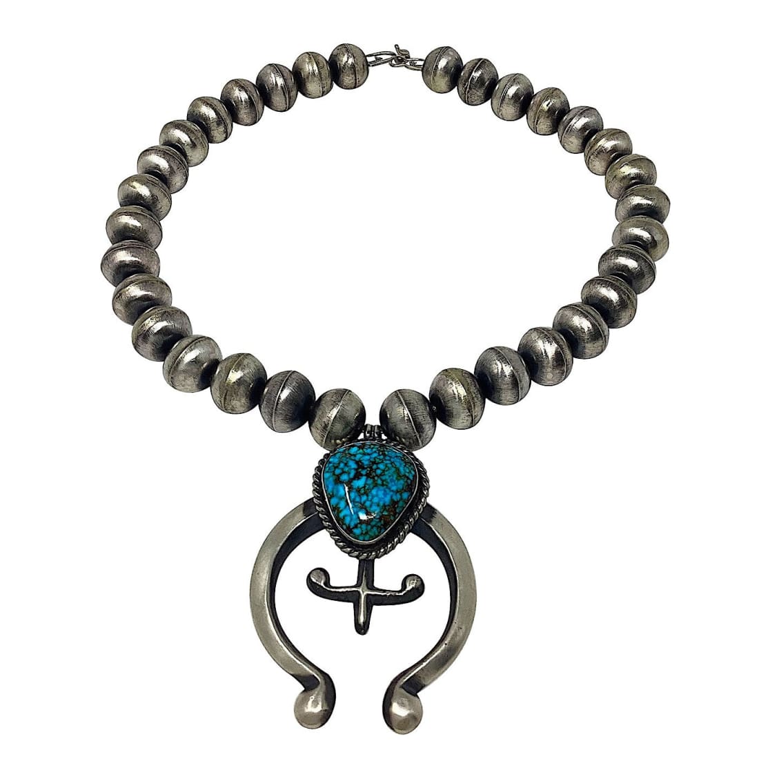 Navajo Squash Blossom Necklace E Hale Number 8 Turquoise
