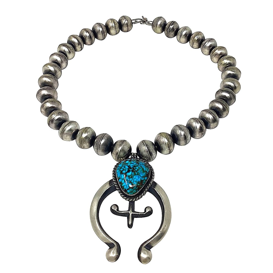 Navajo Squash Blossom Necklace E Hale Number 8 Turquoise