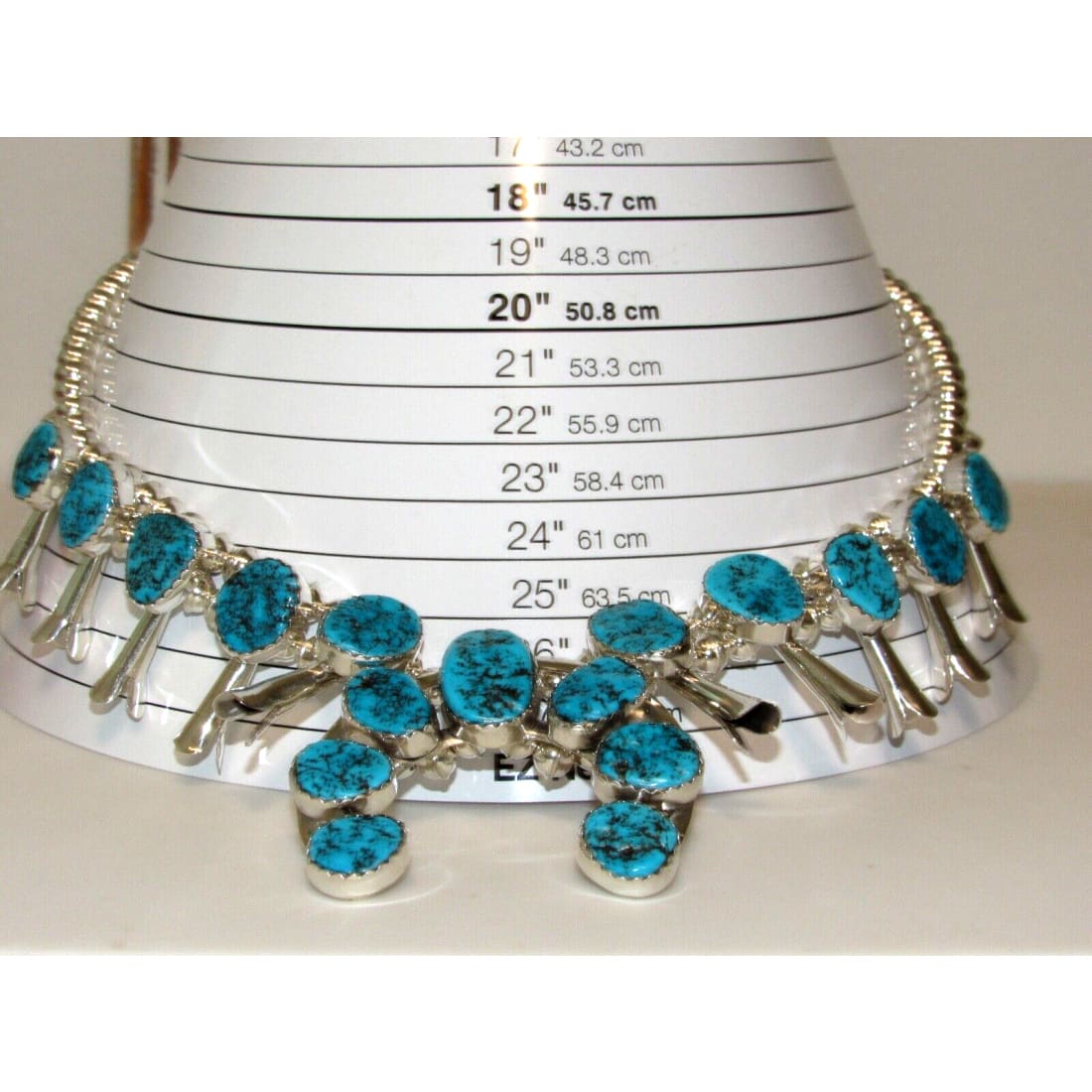 Navajo Squash Blossom Necklace Kingman Turquoise Necklace