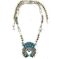 Navajo Squash Blossom Necklace Sterling Kingman Turquoise
