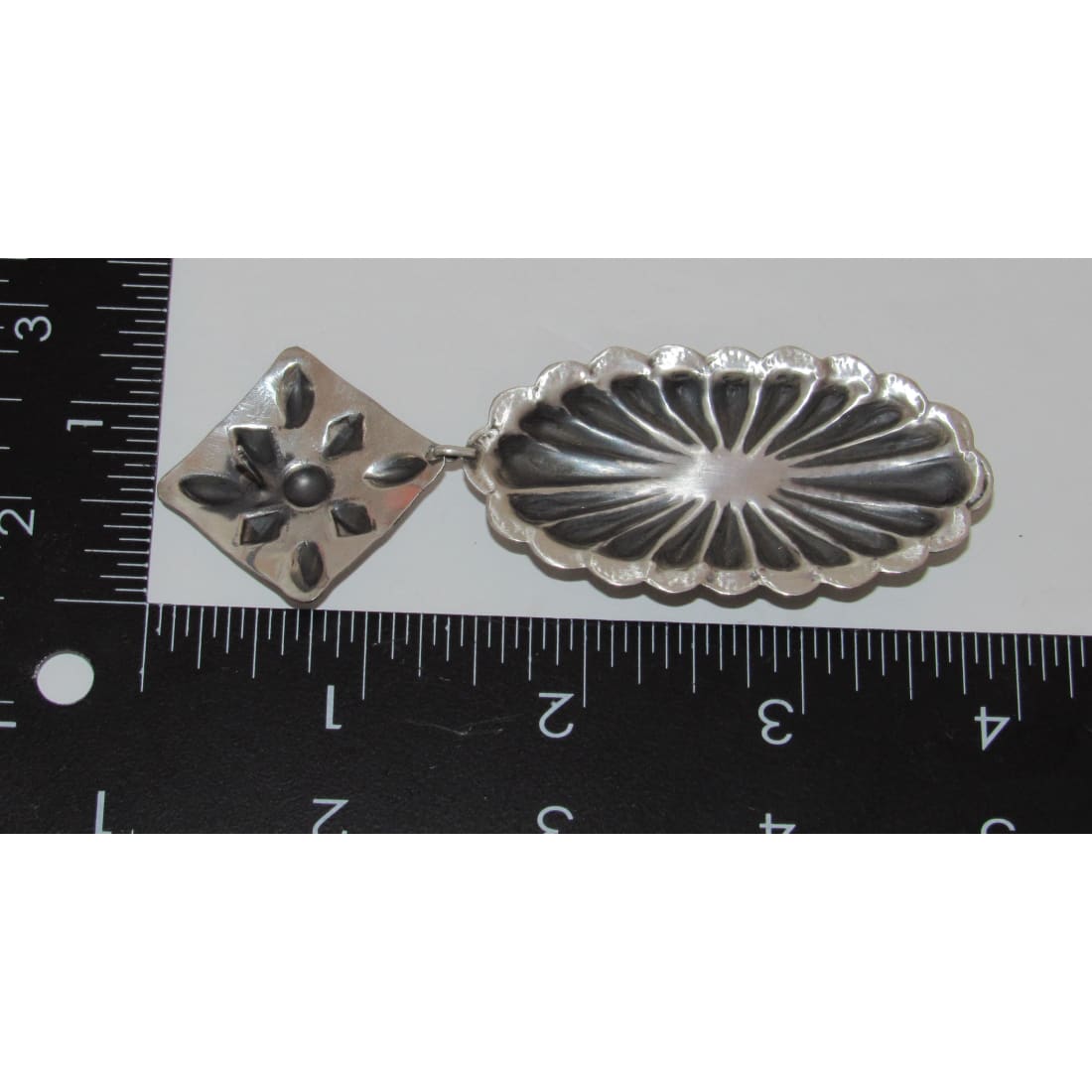 Navajo Statement Concho Earrings Sterling Silver Royston