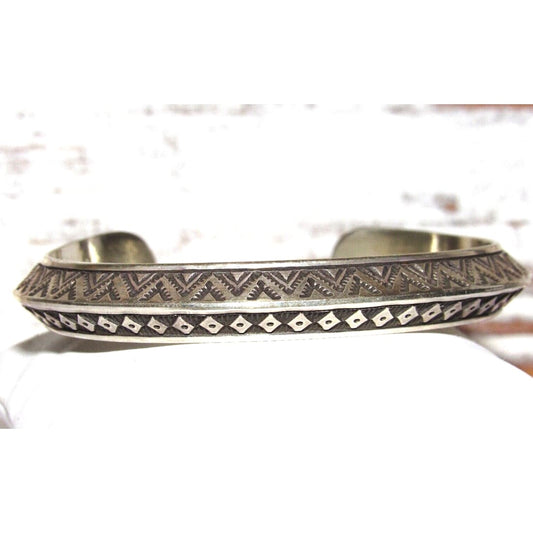 Navajo Sterling Carinated Ingot Double Sided Cuff Bracelet