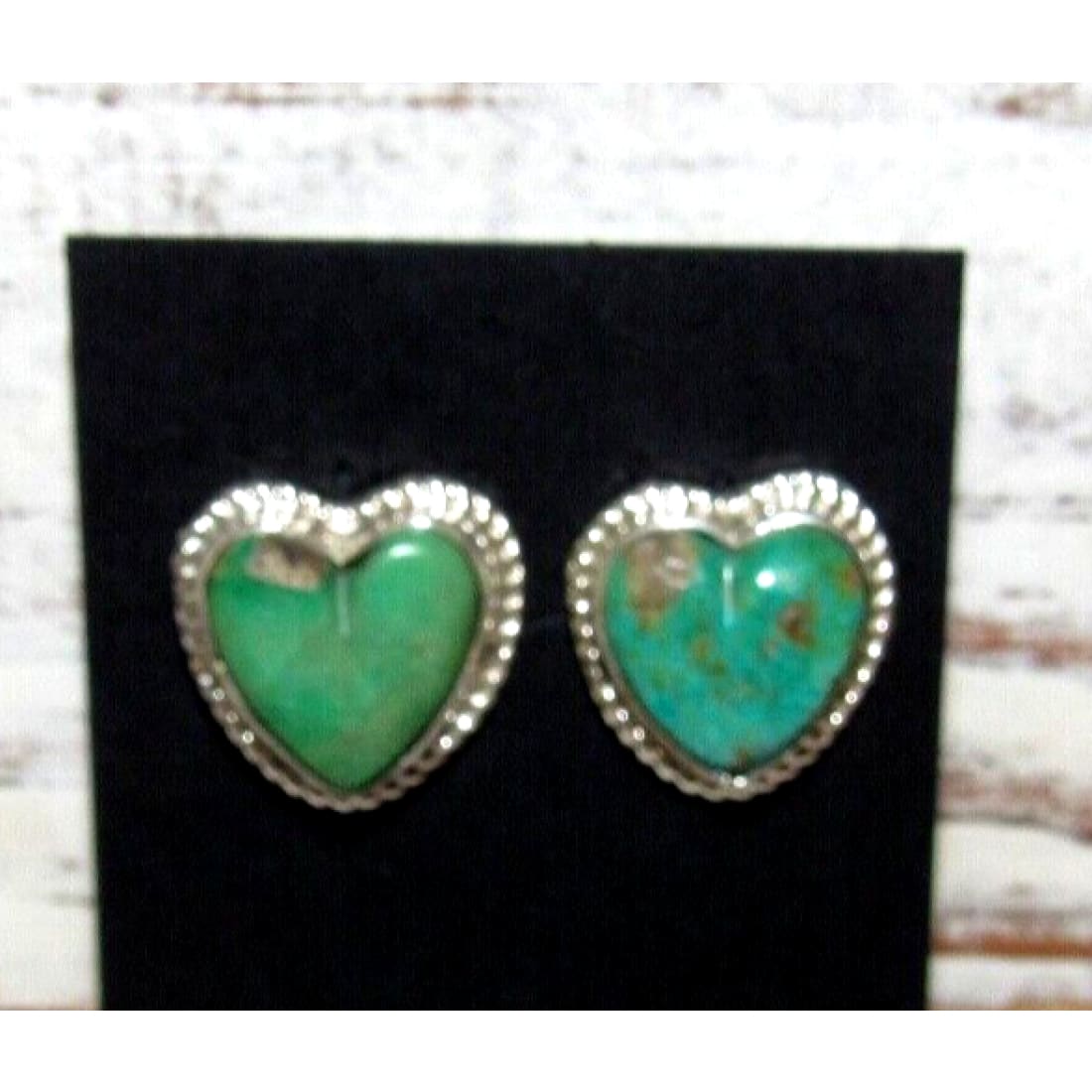 Navajo Sterling Royston Turquoise Heart Post Earrings G
