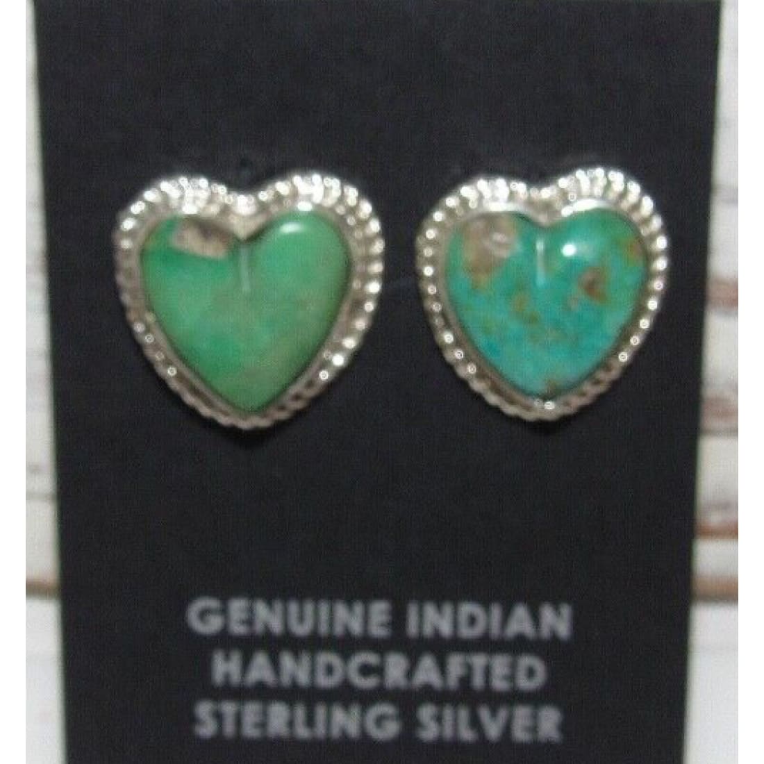 Navajo Sterling Royston Turquoise Heart Post Earrings G
