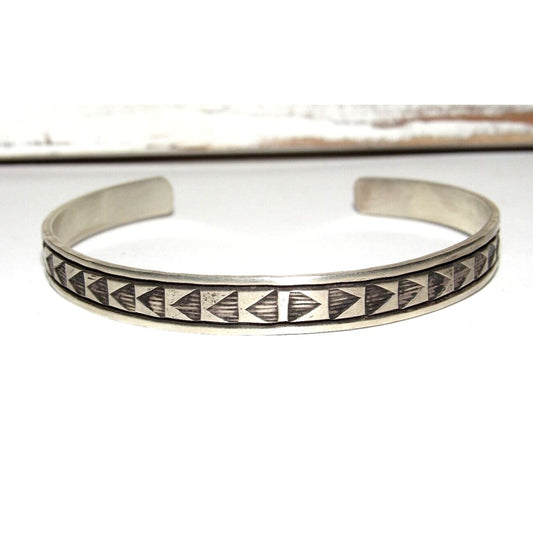 Navajo Sterling Silver Ingot Hand Stamped Stacker Cuff