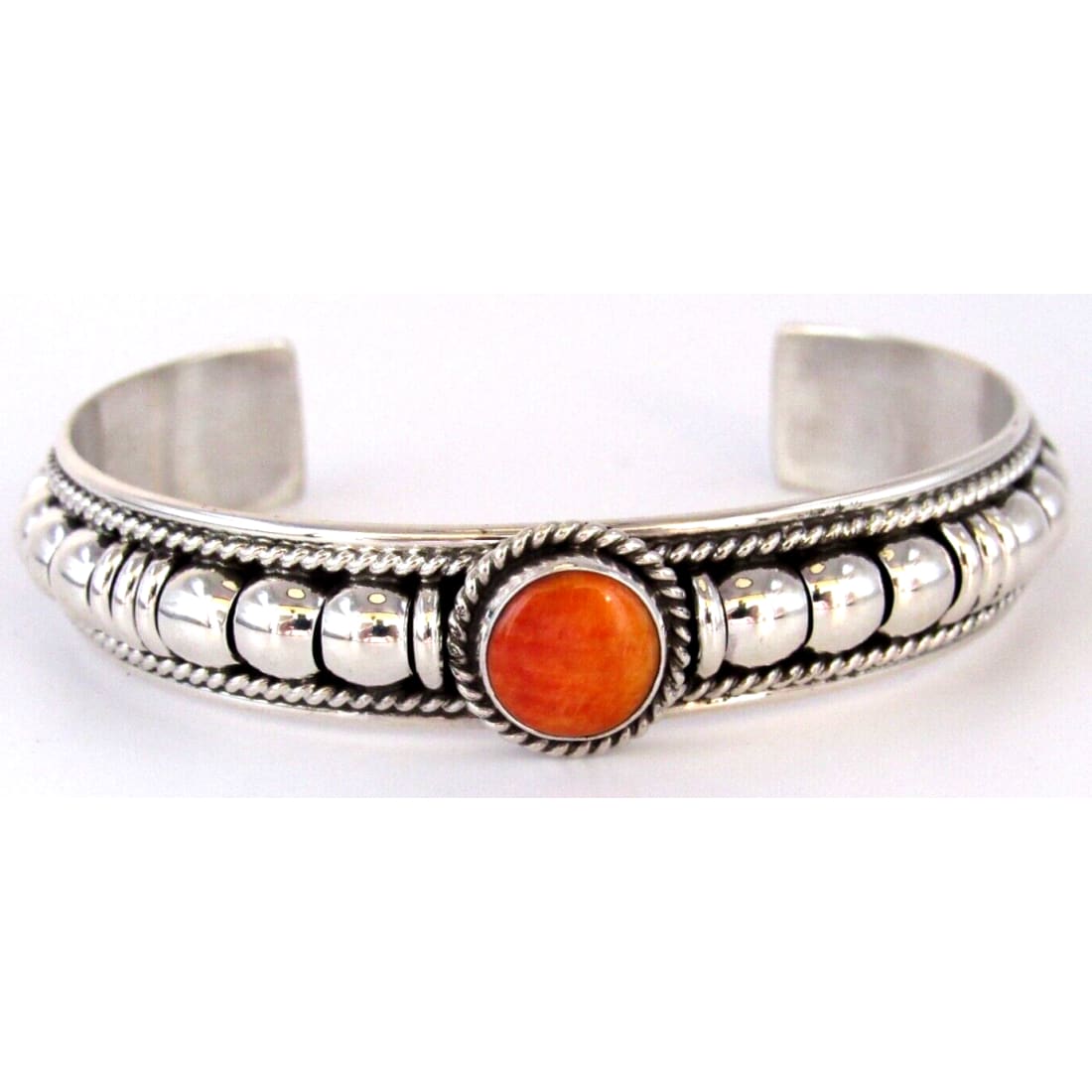 Navajo Sterling Silver Orange Spiny Cuff Bracelet Thomas