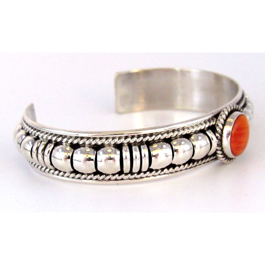 Navajo Sterling Silver Orange Spiny Cuff Bracelet Thomas