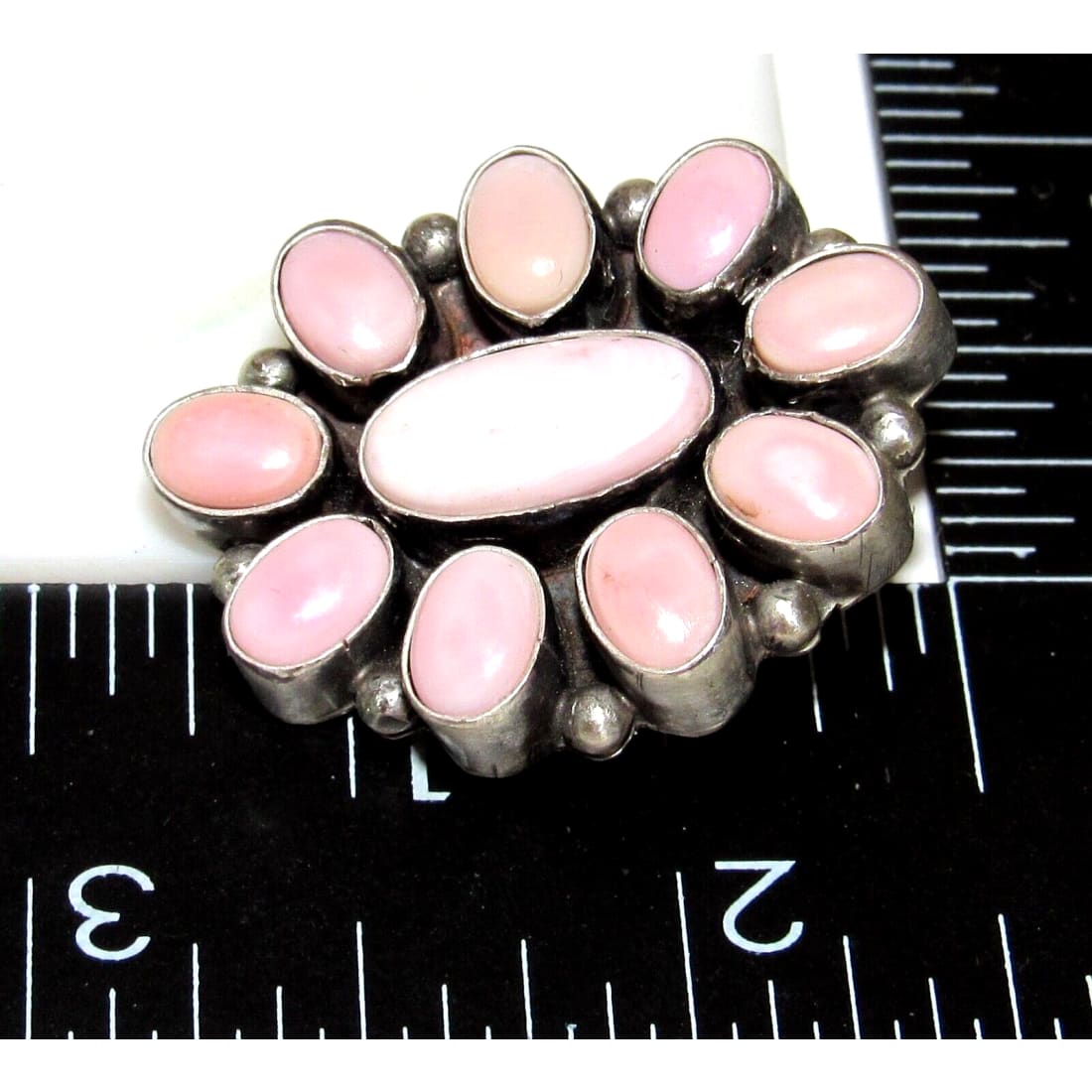 Navajo Sterling Silver Pink Conch Shell Cluster Earrings