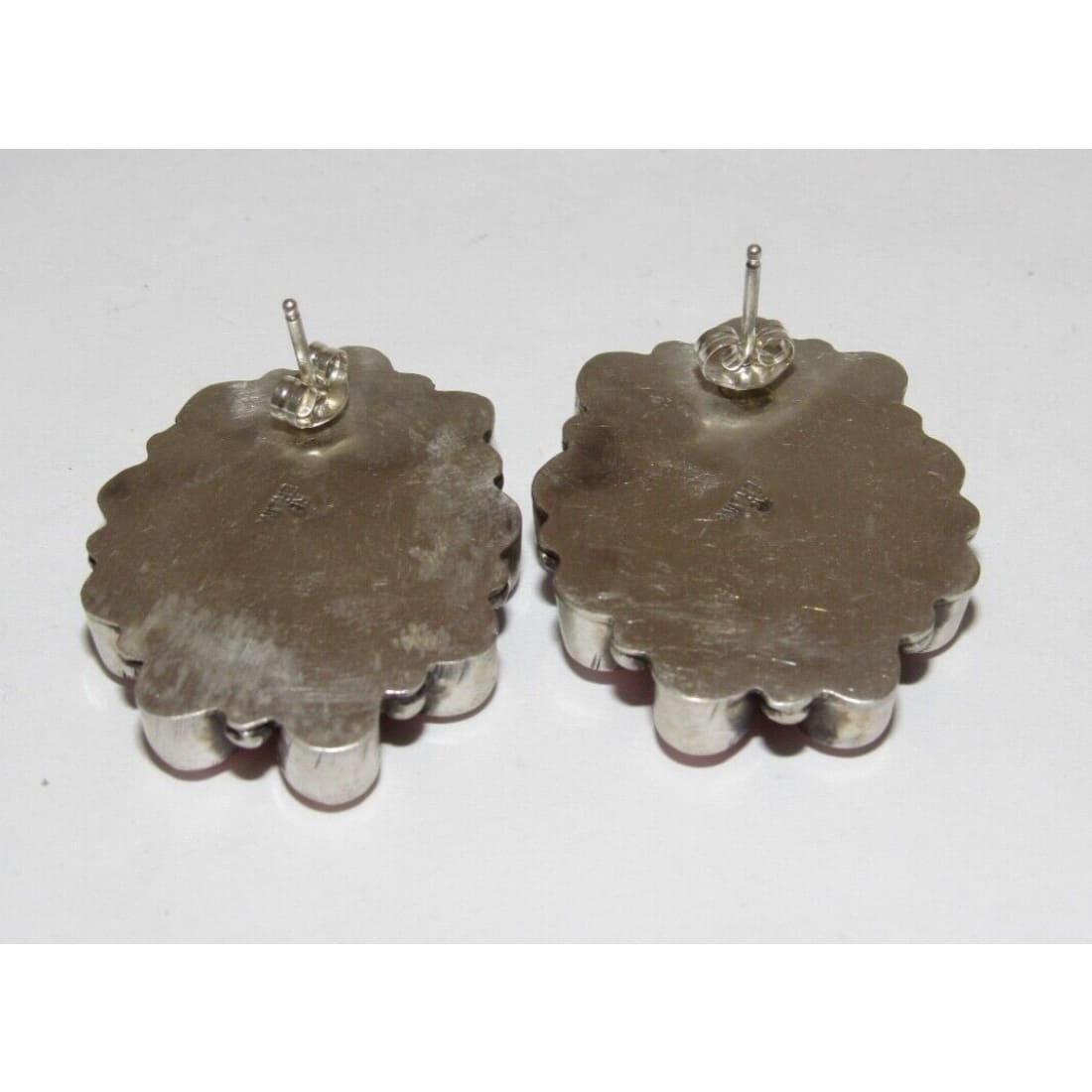 Navajo Sterling Silver Pink Conch Shell Cluster Earrings