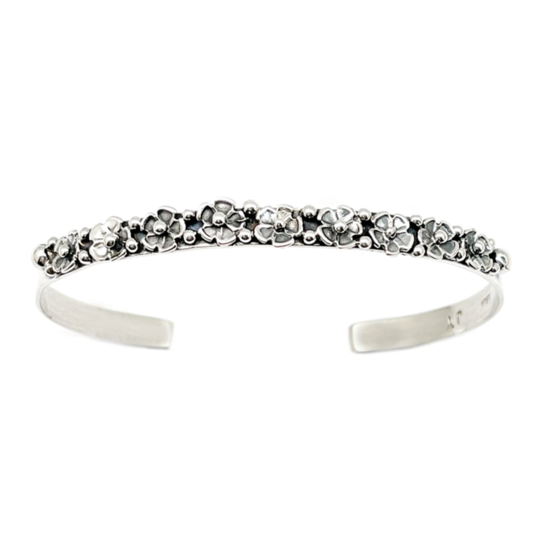 Navajo Sterling Silver Stacker Cuff Bracelet Floral Design