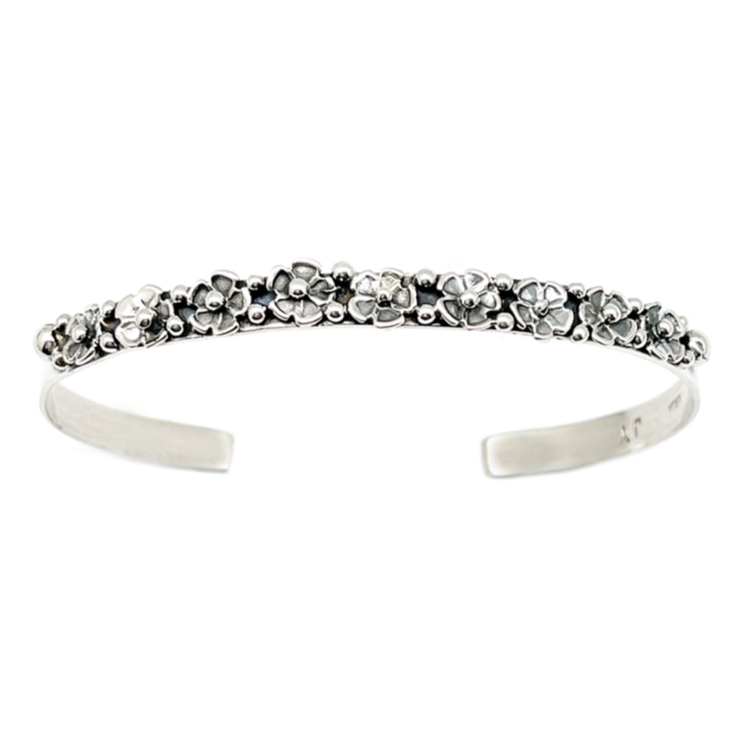 Navajo Sterling Silver Stacker Cuff Bracelet Floral Design